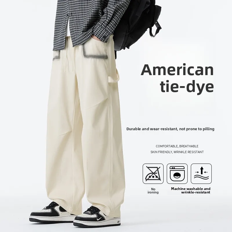 

2025 Autumn Winter New Men's American Washed Jeans Versatile Casual Long Pants High Street Loose Edgy Straight Wide Leg Trousers