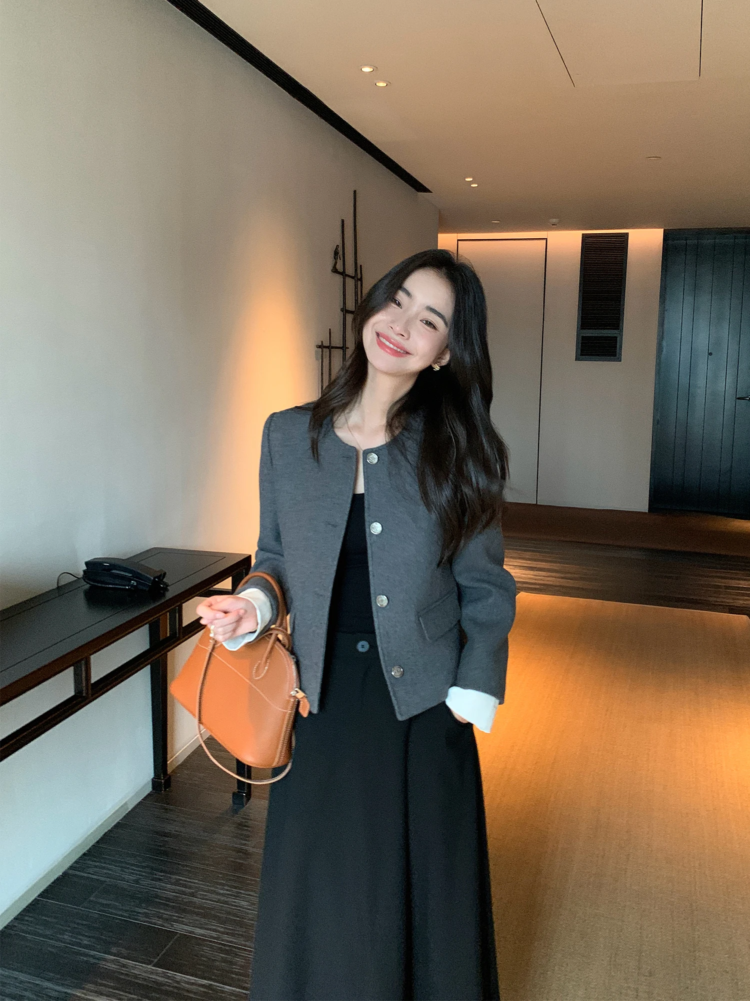 

Pusumede Luxury ort Woolen Quilted Jaet Women's Autumn Winter Faion Design Sense Perfume Sle Top Quali Fabric