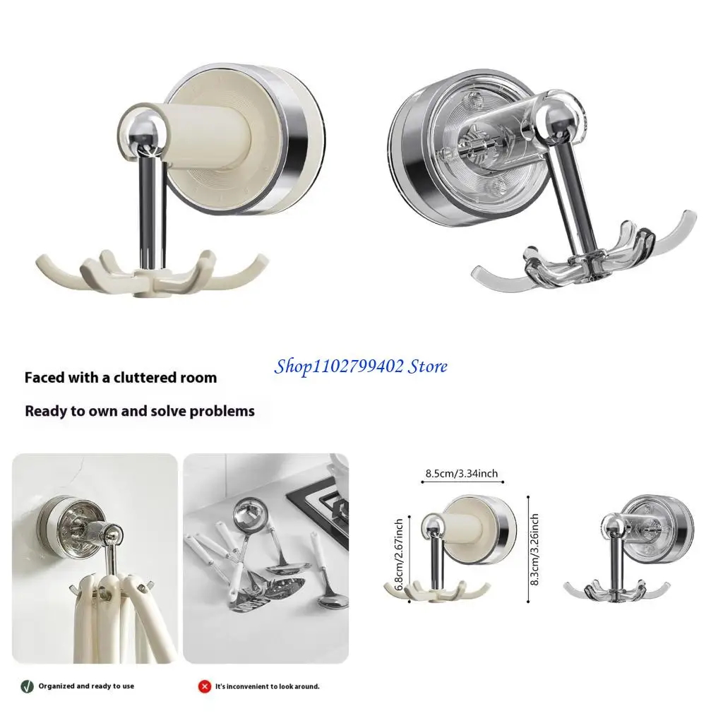 

547F Настенное крепление без сверления Вращающийся крючок с 6 рычагами и мощной присоской 6 Вращающийся крючок с когтями для