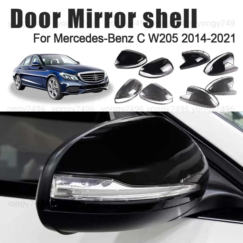 

Cars Accessories Door Mirror Shell For Mercedes-Benz C W205 2014-2021 Carbon Fiber Glossy Black Car Rearview Accessories Replace
