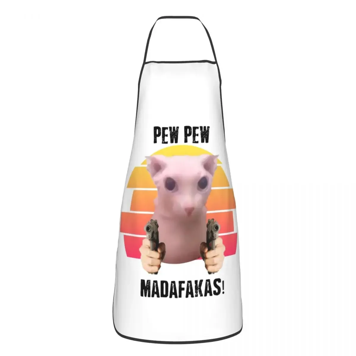 Pew Pew Madafakas Bingus Meme Bib Apron Adult Women Men Chef Tablier Cuisine for Kitchen Cooking Hairless Sphynx Cat Painting