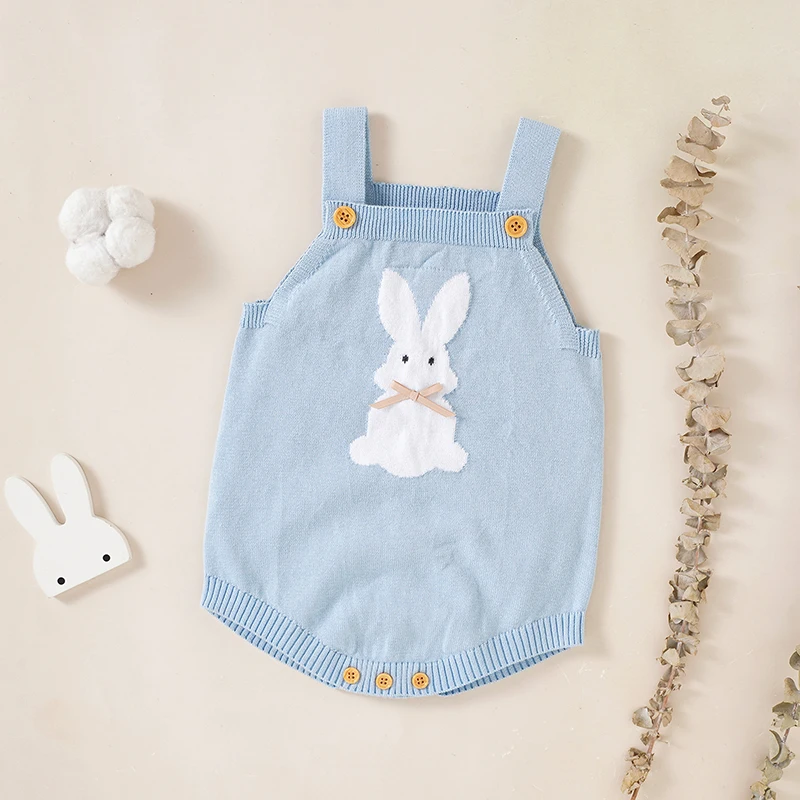 Baby Bodysuit Knit Cotton Infant Girl Boy Jumpsuit Sleeveless Newborn Clothes 0-18M Overall Top Cute Cartoon Rabbit Romper Sling