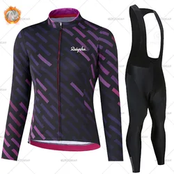 Thermal Fleece Cycling Clothing Set for Women, Long Sleeve, Mountain Bike Clothes, Road Bike, Winter, 2022