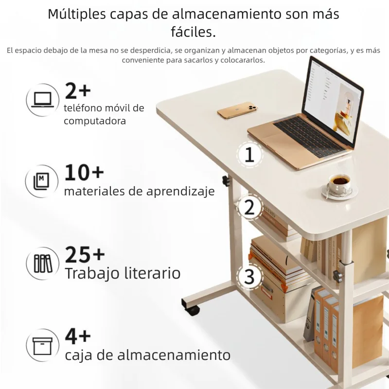 مكتب مزدوج الطبقات، طاولة بجانب السرير للرفع المتنقل، مكتب غرفة نوم بسيط، سكن للطلاب، مكتب كمبيوتر كسول