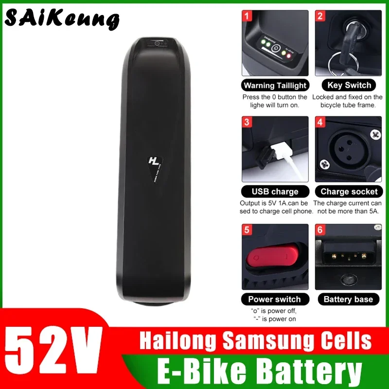 Electric Bike Hailong batteries 52V20Ah 30ah 35ah 40ah 50ah Batterie Velo Bateria Para Bicicleta Electrica 2000W Lithium Battery