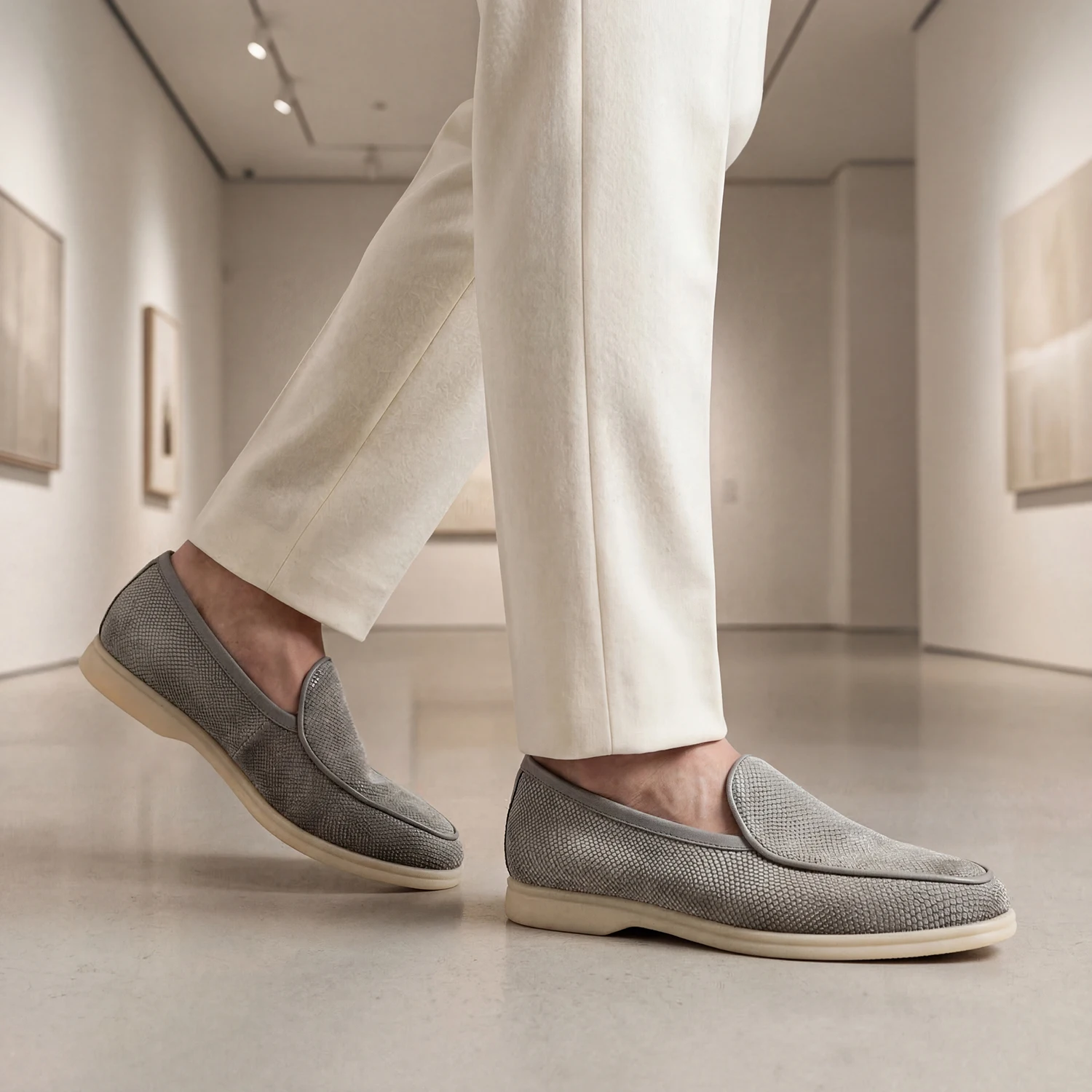 Piergitar Five Colors Snake Embossed Velvet Summer Walk Loafers Breathable Leather Lining Slip-On Men Casual Shoes Non-Slip Sole