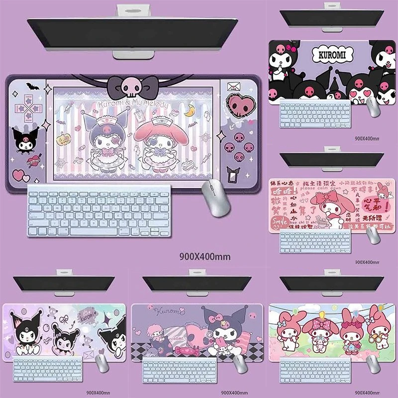 

Cute Kuromi Large Mouse Pad 400x900 Non-Slip Gaming Keyboard Mouse Pads Cartoon Melody Mouse Mat for PC Laptop Computer Desk Pad