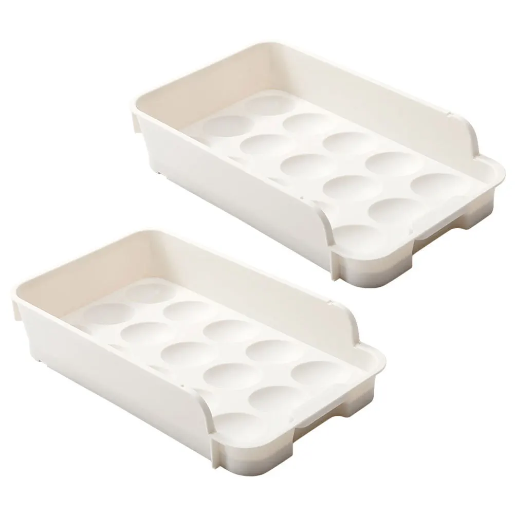 

2Pcs Drawer Style Egg Box Thickened Wear-Resistant Plastic Egg Tray for Refrigerator Storage Household Kitchen Organizer
