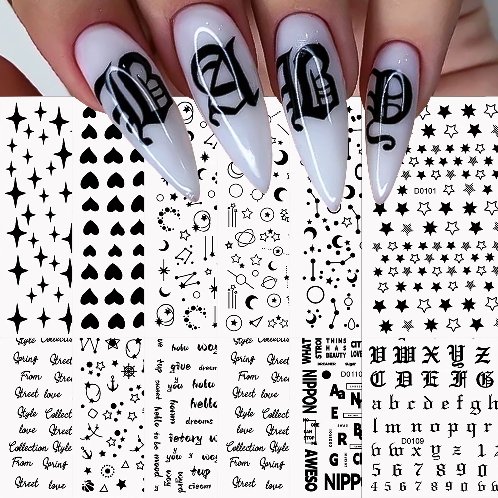 Autocollants holographiques 3D pour ongles, 12 pièces, stickers, étoile, lune, amour, cœur, or, argent, métal, design, décalcomanie, DIY