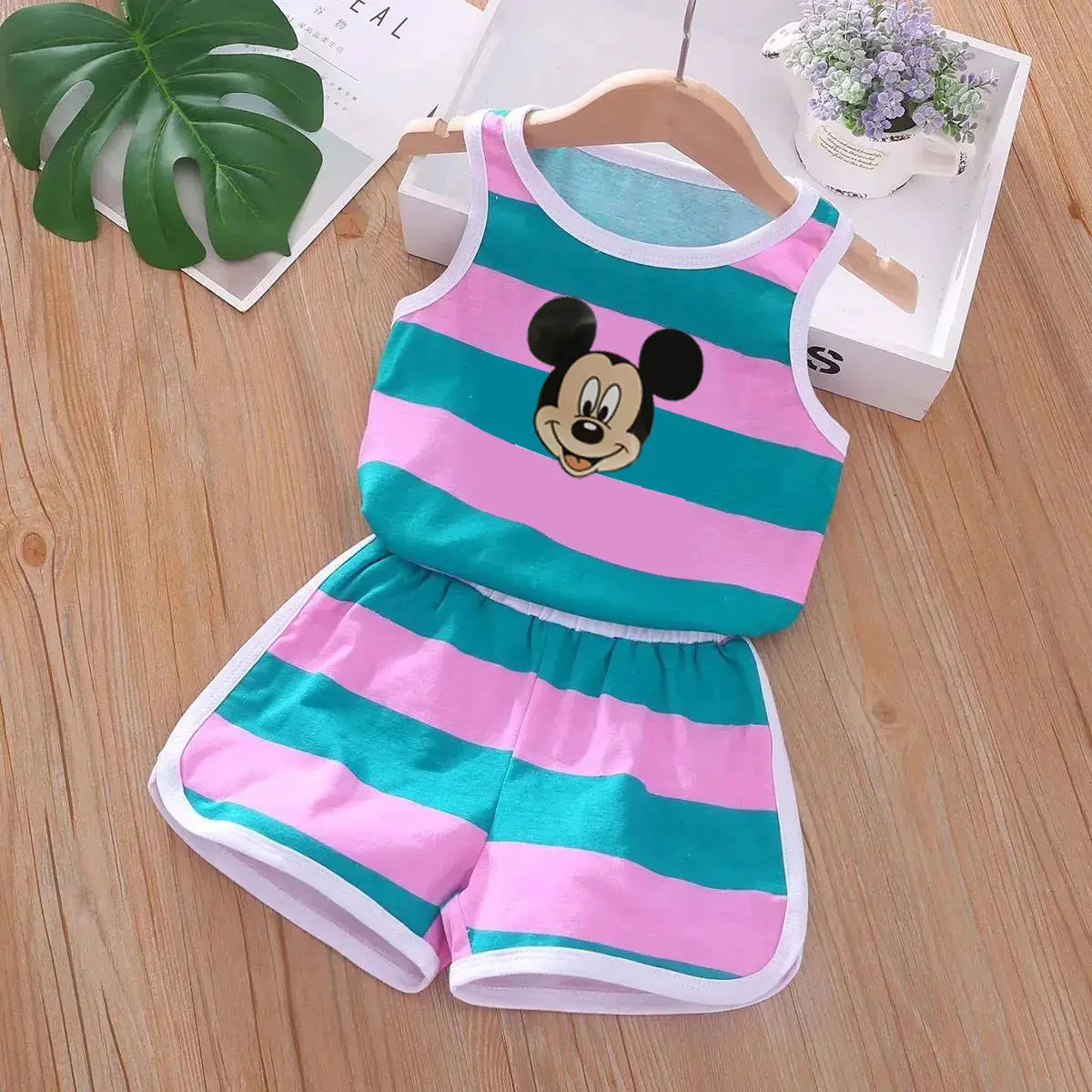 Children\'s Vest Set New Print Unisex Children\'s Summer Trend Baby Sleeveless Shorts Two-piece Set