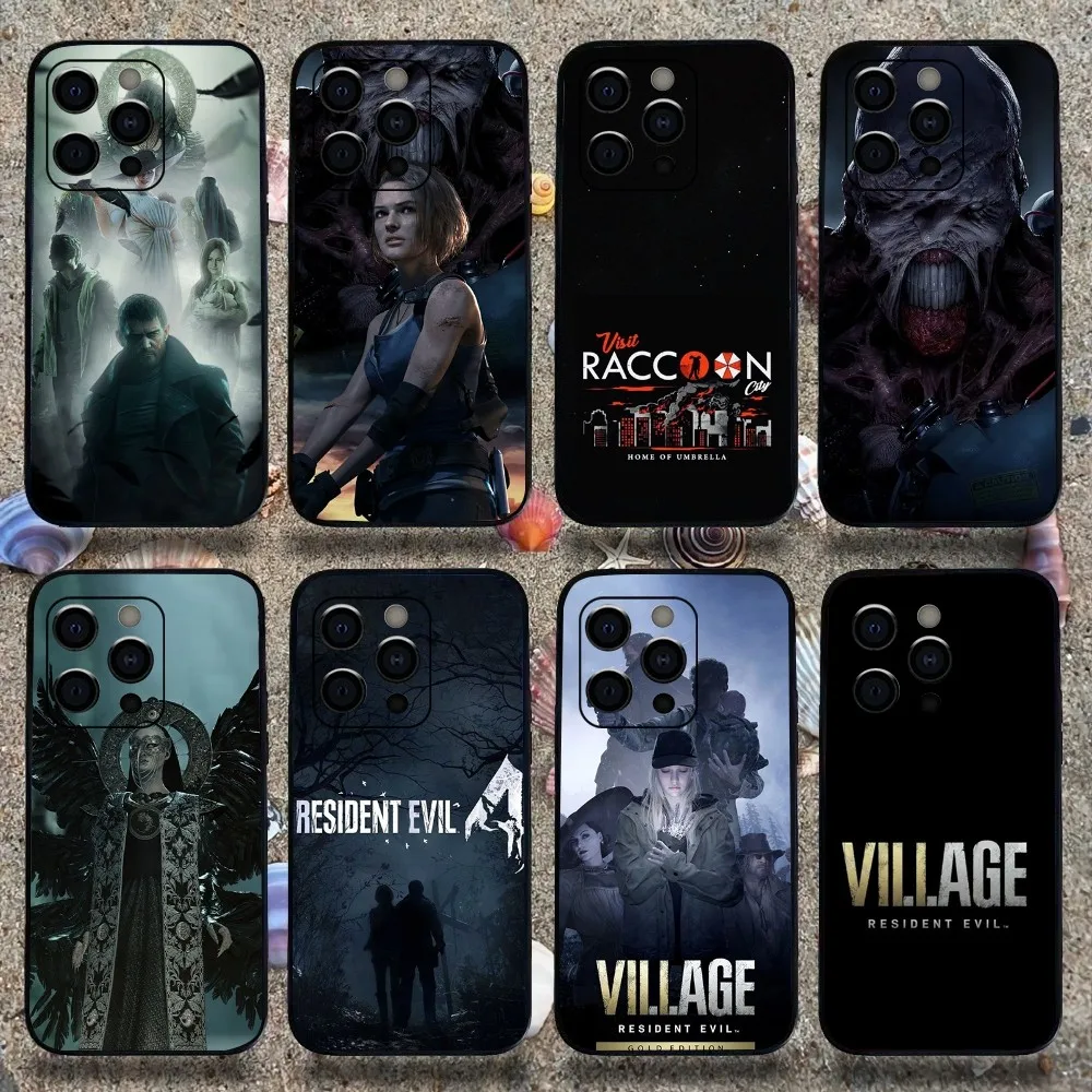 Game R-Resident-Evil Village Phone Case For Apple iPhone 15,14,13,12,11,Pro,X,XS,Max,XR,Plus,Mini Soft Black Cover