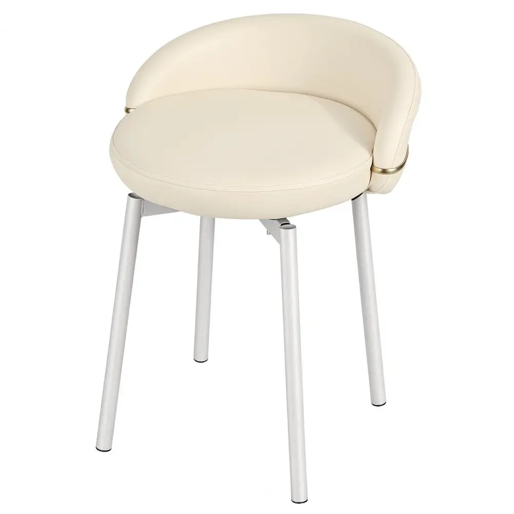 Vanity Chair with Gold Metal Legs, Unique Backrest, Stable Base