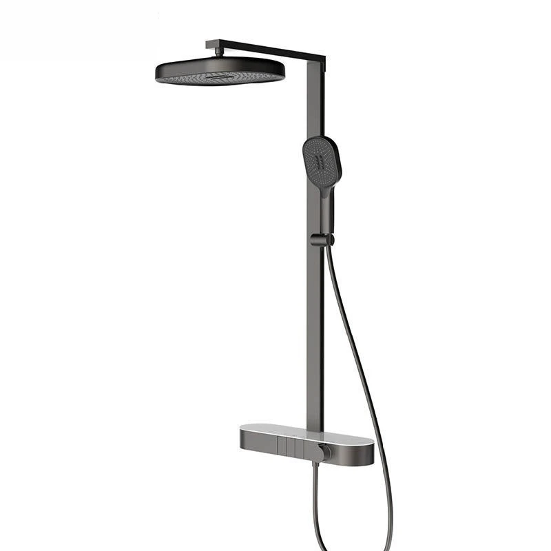 

Gun gray, large flat panel thermostatic shower shower set, hydroelectric power generation,flying rain flat tube shower