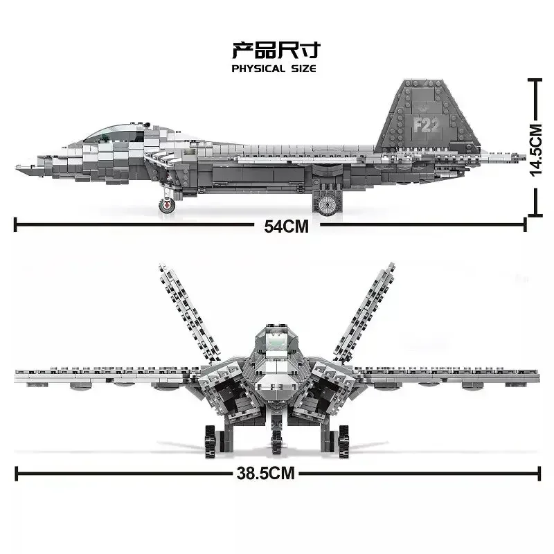 1802pcs militärische wwii Bausteine F-22 Kämpfer Spielzeug Modell-Spaß und pädagogisches Geschenk für Kinder 2024