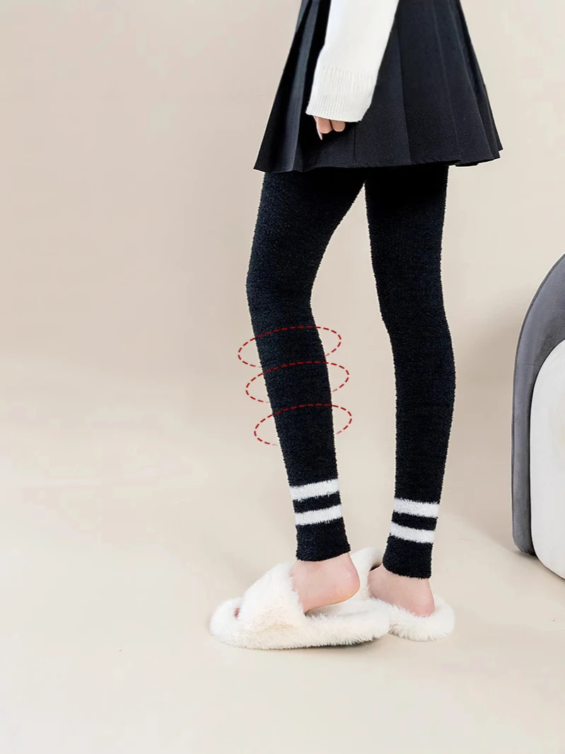 Double-sided coral velvet leggings women winter high elastic home warm sleeping pants Seamless trousers pajamas DA063 view 4