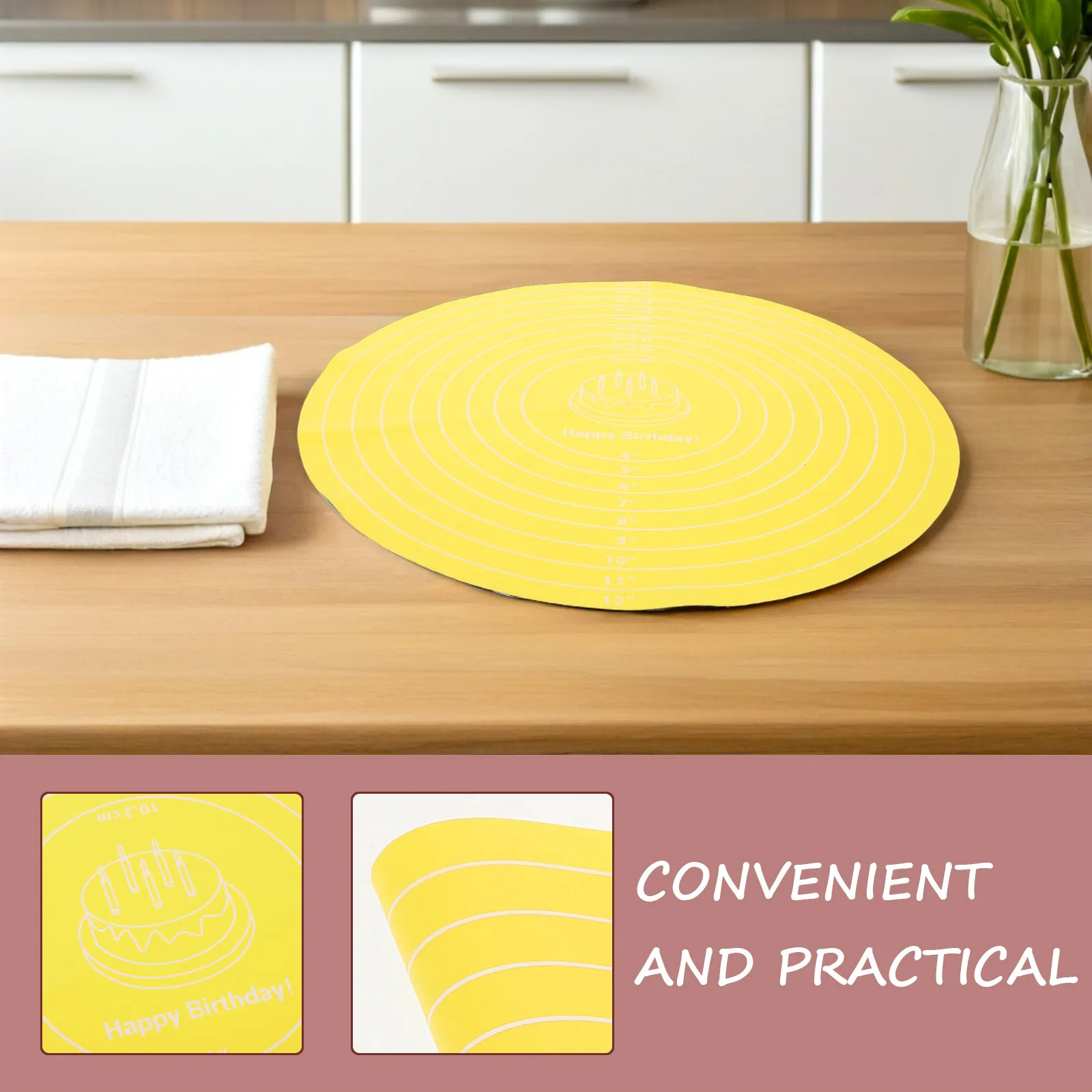 30Cm Silicone Heatproof Baking Mat with Measurement Markings Reusable Non-Slip Kneading Mat for Dough Rolling Sourdough Proofing