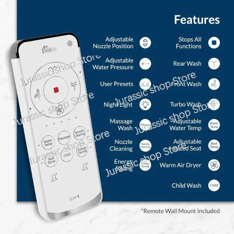 Bio Bidet by Bemis Slim Three Smart Bidet Toilet Seat, Round, White