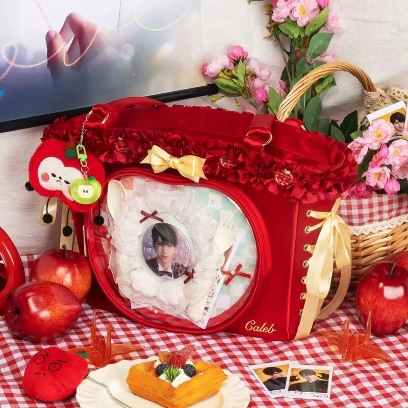 Love And Deepspace Apple Ita Bag Cosplay Y2K Red Lace Ita Bag Crossbody Shoulder Tote Handbag Pendant Anime Badge Display Itabag