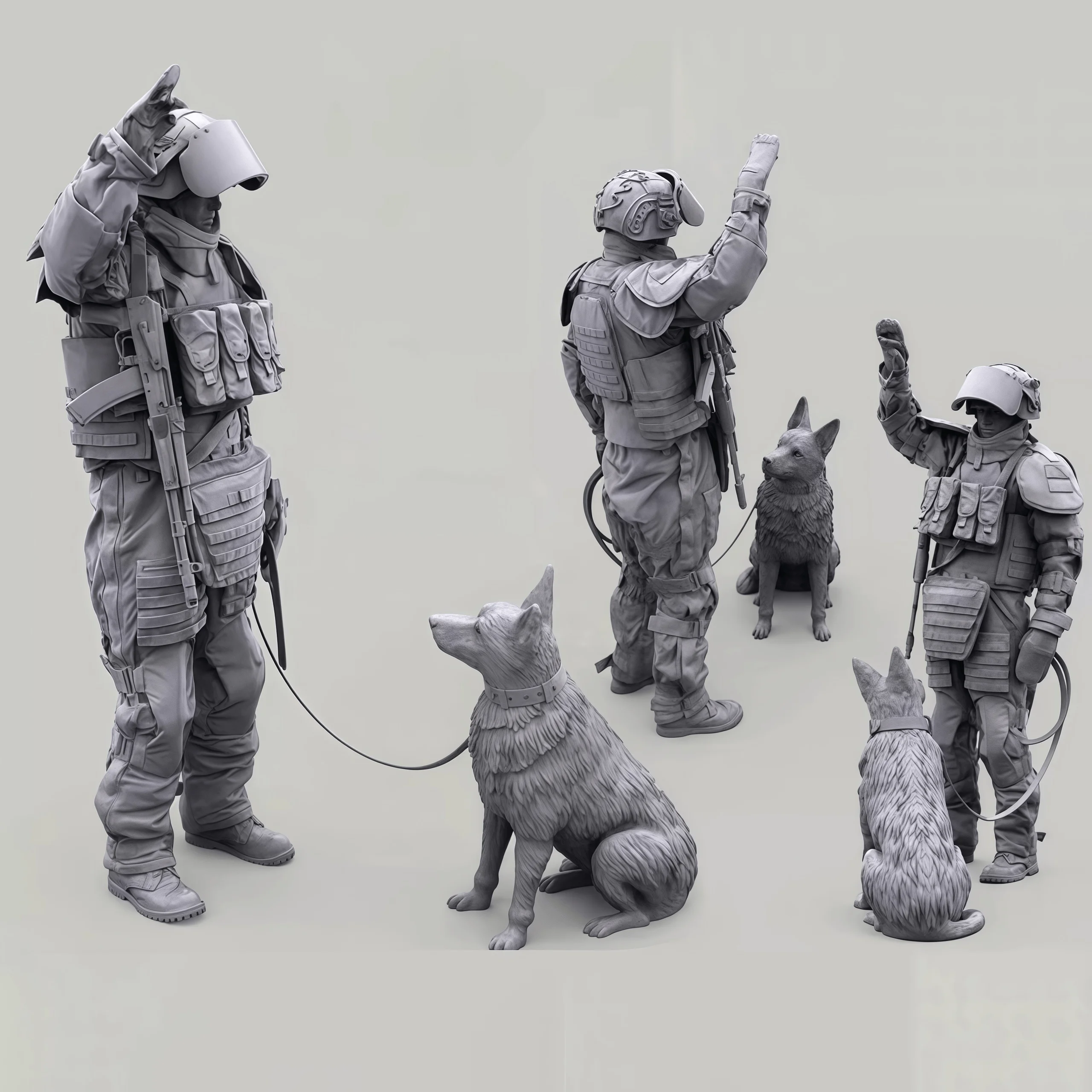 

1/35 Casting Resin Model Assembly Kit, GK, Modern American Soldier and Wolf Dog Models, Unpainted