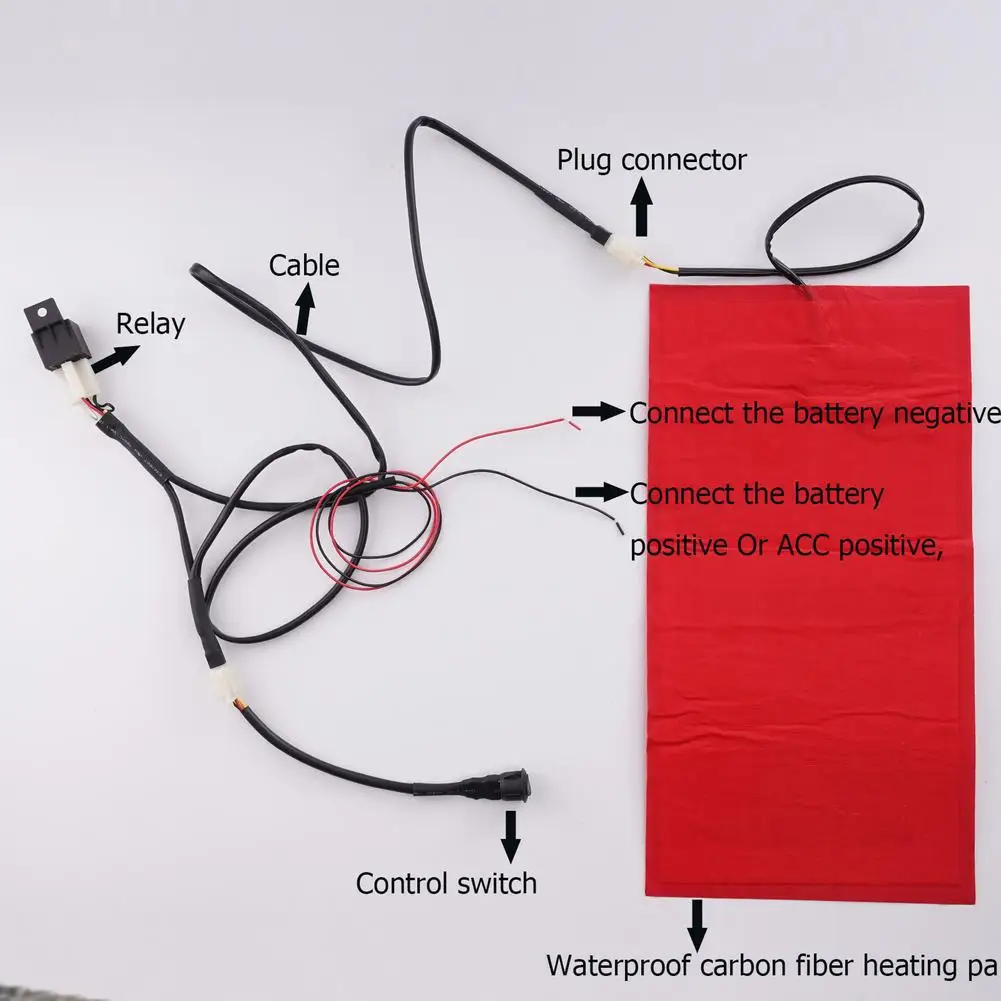 

12V Universal Waterproof Motorcycle ATV Seat Heated Cushion Carbon Fiber Pad Electric Heating Pad Mat For Winter Warmer