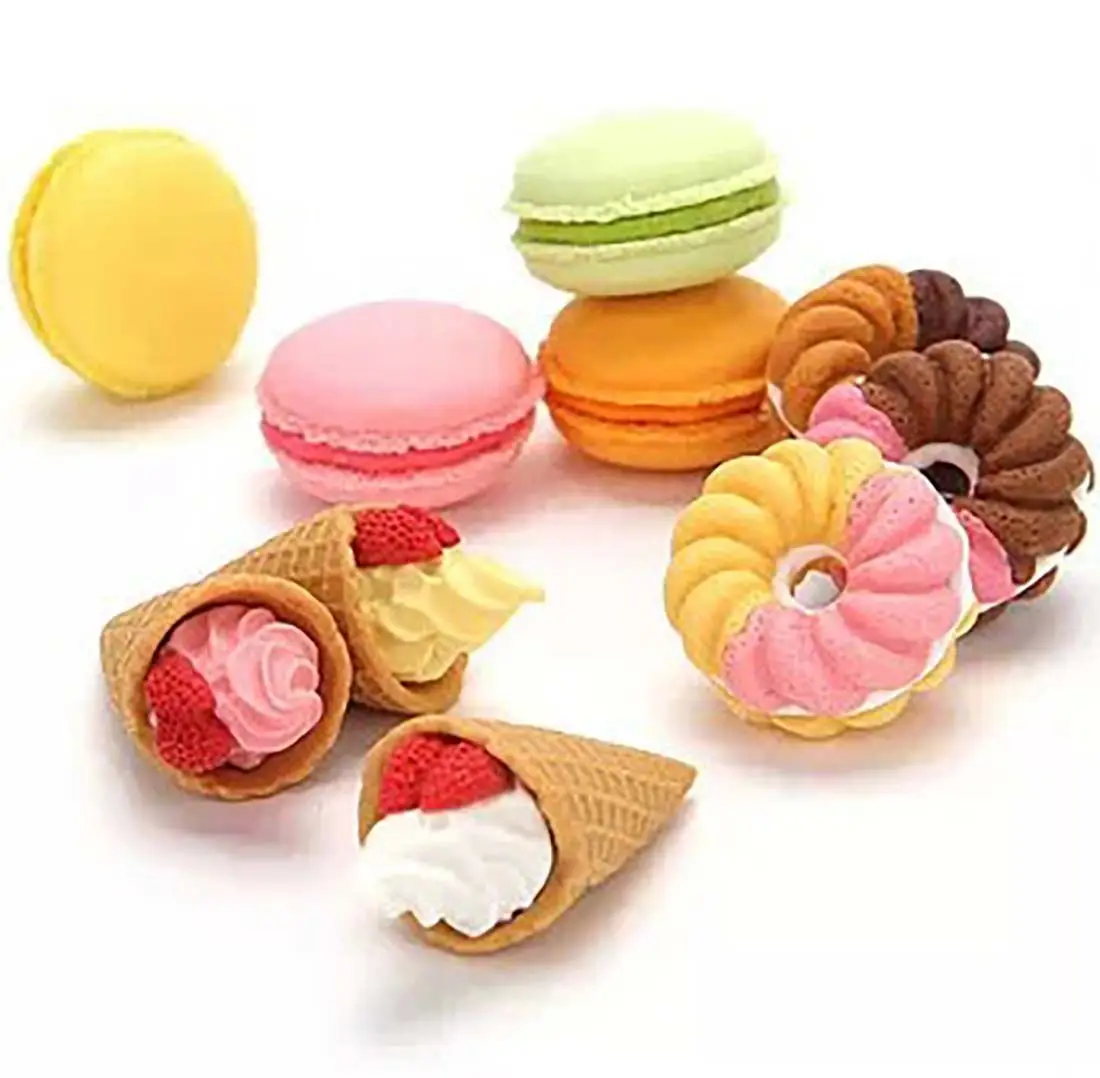 Macaron Donut Dessert Shape Eraser Creative Colored Cartoon Rubber Erasers Kawaii Pencil Erasers For Kids Writing Drawing Eraser