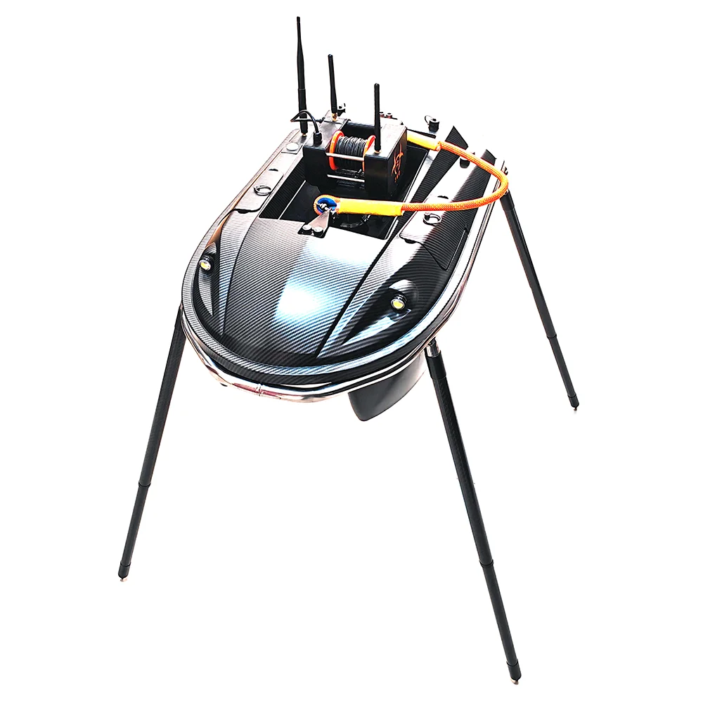New Stainless Steel Frame Bait Boat Rack with Retractable Carbon Fiber Legs, Bait Boat Stand, Portable Bait Boat Accessories