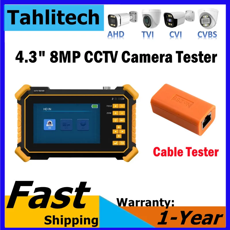

8MP CCTV Tester Camera Monitor 4K AHD/CVI/TVI CVBS Analog Cameras Tester with Cable Tester CFTV CCTV Mini Monitor