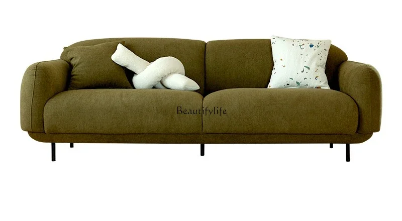 

Nordic Japanese retro green small apartment living room straight row fabric three-person sofa