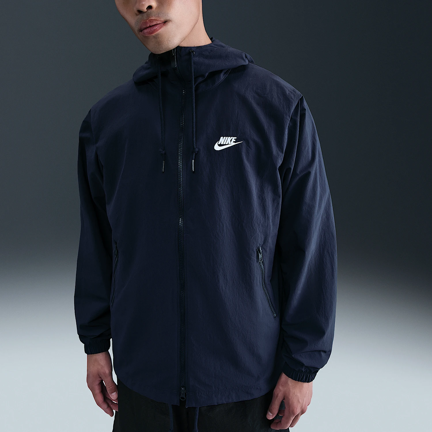

Nike Authentic Men's Embroidered Logo Sports Woven Hooded Jacket FB7398-410