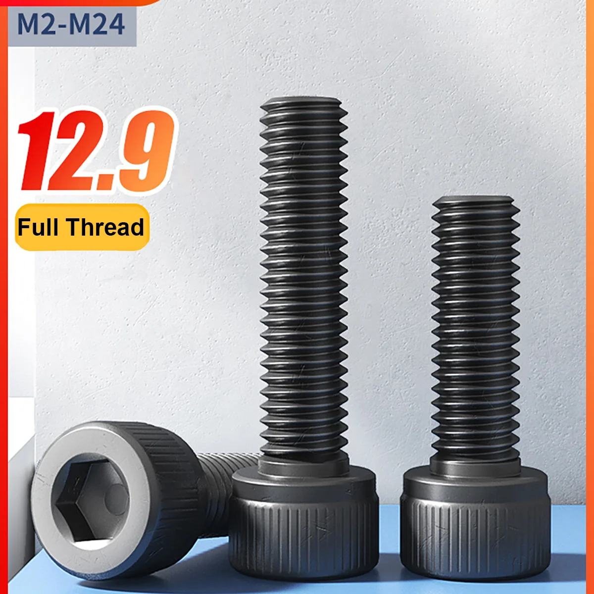 

M3 M4 M5 M6 M8 M10 M12-M24 Hexagon Hex Socket Cap Head Screw Allen Bolts Black Grade 12.9 Full Thread DIN912 Furniture Bolts