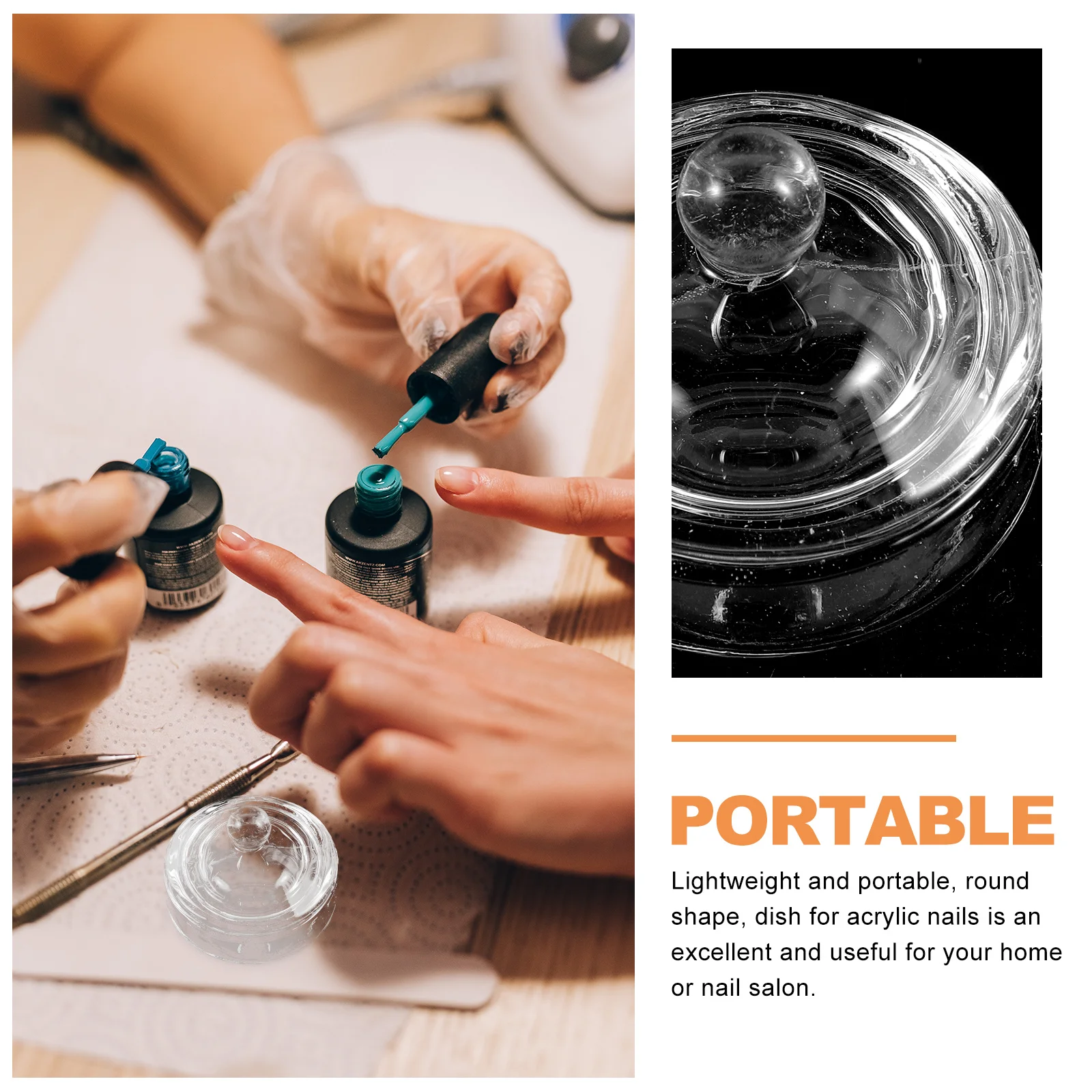 2 個のクリスタルガラスネイルディッシュボウルラウンドマニキュアカップアクリルネイル用ダッペンツール液体パウダーホルダー蓋付き