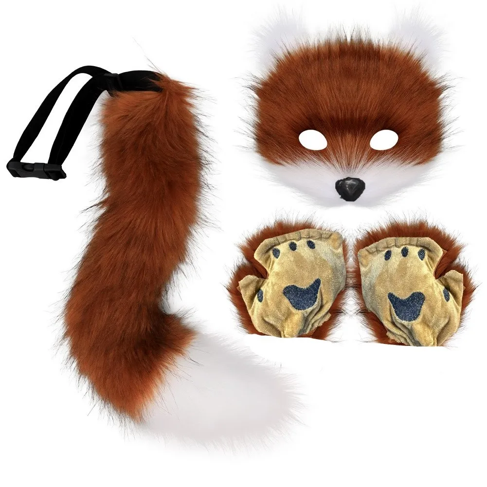 Ensemble Oreilles Et Queue De Renard Fausse Fourrure Kaki - Cosplay Et Fête