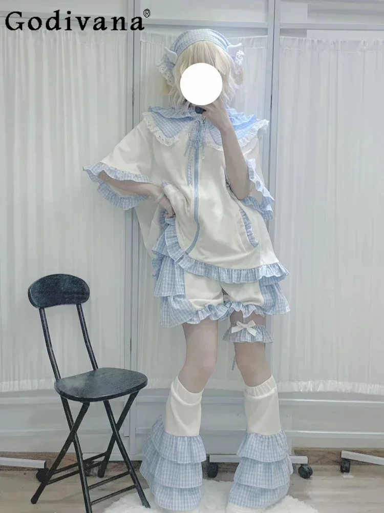 สไตล์ญี่ปุ่น Mass-Produced Kawaii Lolita น้ําสีเสื้อแขนสั้น Subculture น่ารักฟักทองกางเกงฤดูใบไม้ร่วงแฟชั่นชุด