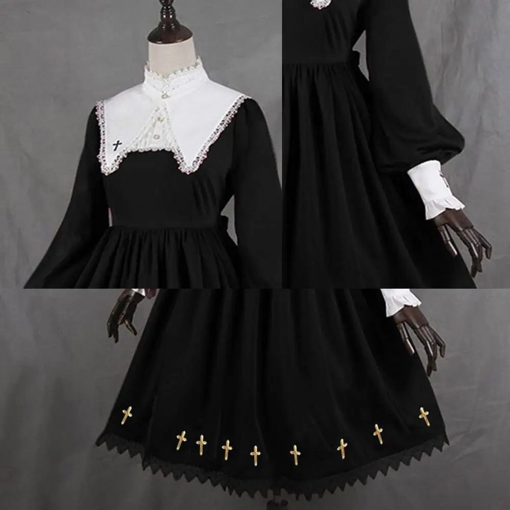 Lolita Style Women Dress Goth Medieval Retro Lace Lantern Sleeve Gothic Dresses Oversized Gothic Big Swing A-line Vestidos 2024