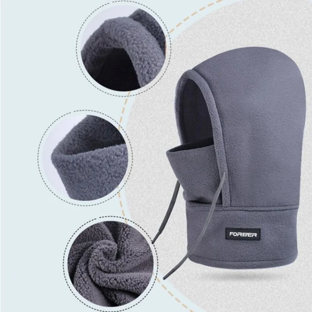 Warm Face Mask Beanie Comfortable 3-In-1 Fleece Hood Winter Beanie Set Fleece Outdoor Windproof Hat For Biking Winter Sports