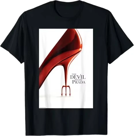 The Devil Wears Prada Red Shoes Official Movie Poster for Summer 2026 Men's Pure Cotton T-shirt Comfortable High-Quality Ins Y2K
