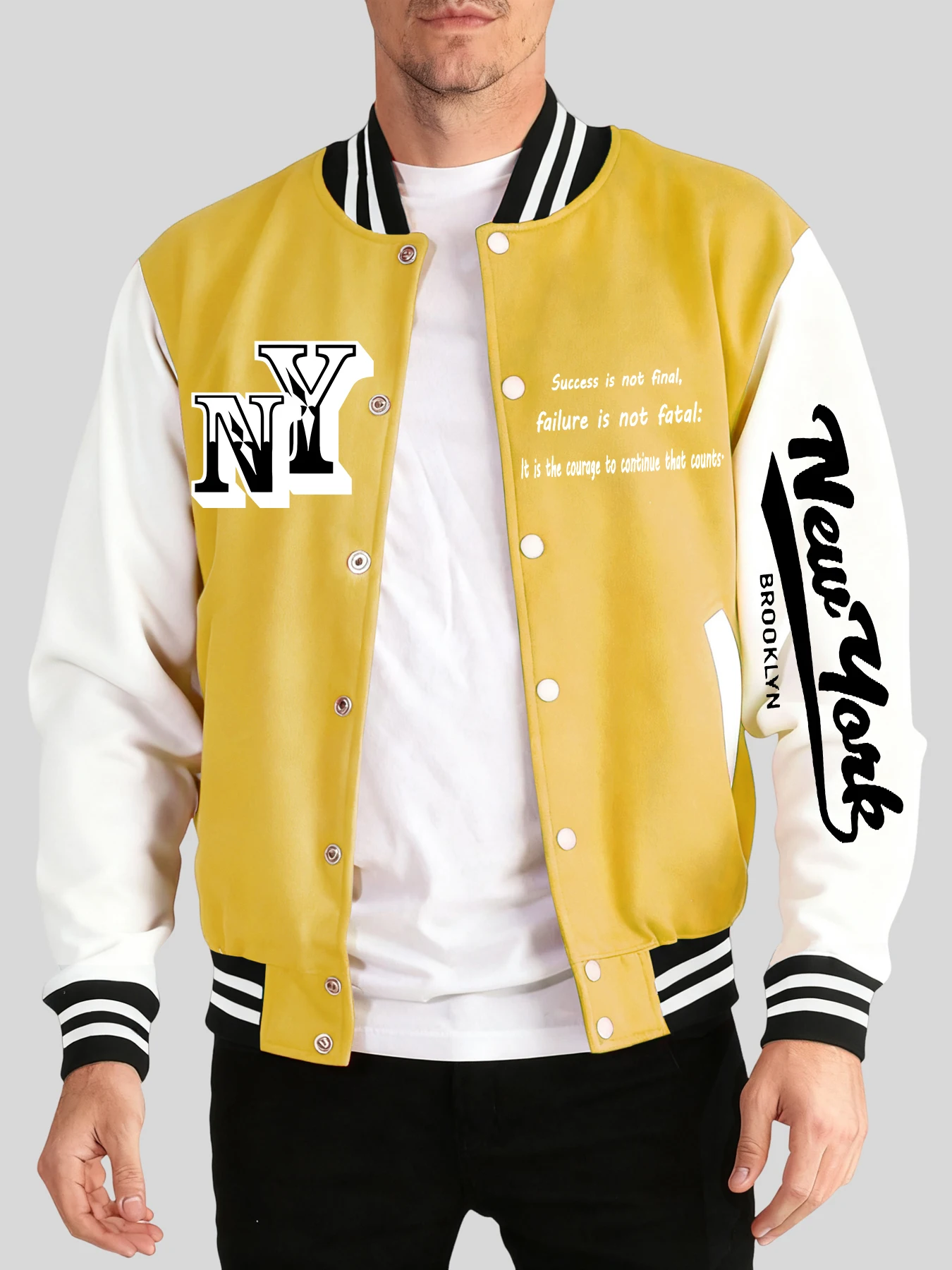 

New York Brooklyn Art Letter Print Veste Man High Street Модная одежда Свободная теплая одежда Осень-зима Мягкий бейсбольный трикотаж