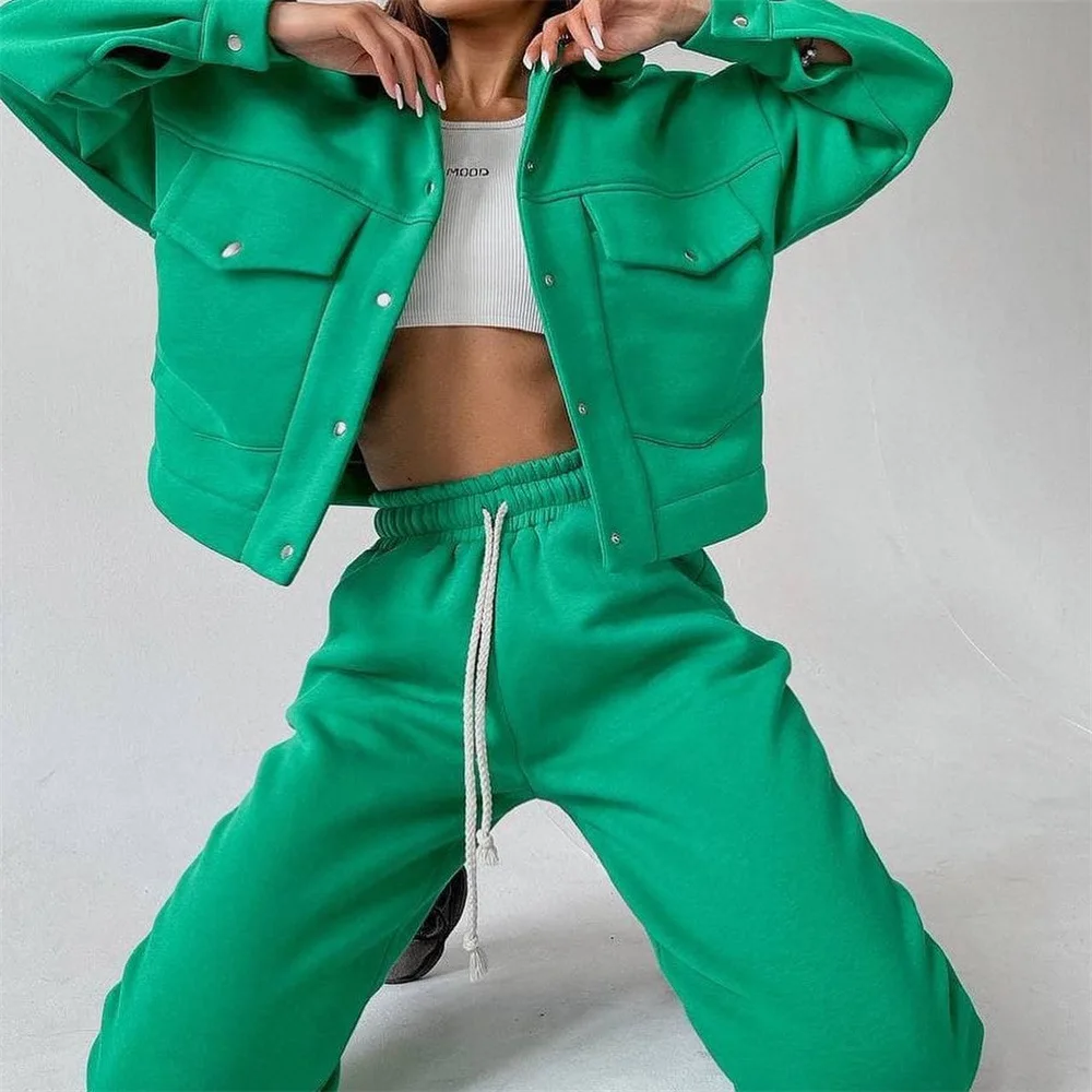 Top Jaet casual da donna in puro colore e pantaloni lunghi Set completo in poliestere per giovani donne dai 8 ai 25 anni