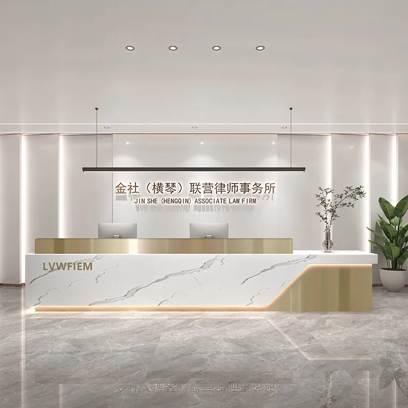 

Company Front Desk Marble Checkout Page Hotel Lobby Reception Desk High-end Beauty Salon Bar Rock Slab Reception Counter