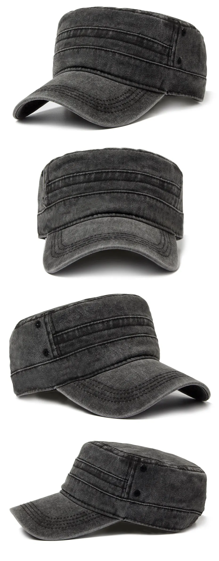 CNTANG 2024 Vintage männer Militär Kappe Frühling Sommer Mode Armee Flache Hüte Für Männer Casual Gewaschen Baumwolle Sonnencreme Baseball Caps – Detail 7