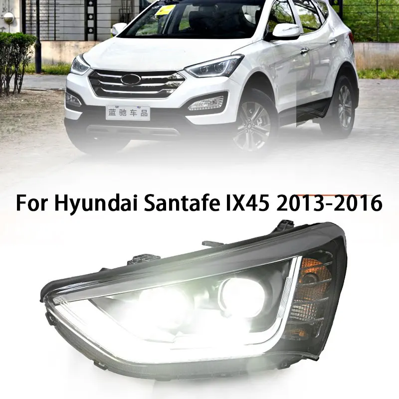 LED Headlight For Hyundai Sante FE IX45 2013-2016 LED Headlights DRL Dynamic Turn Signal Lamp Projector Lens Style Accessories