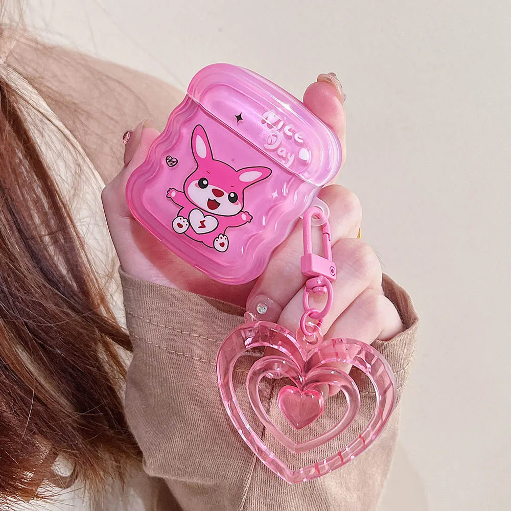 かわいいハート柄イヤホンケースairpodsためairpod 3ケース愛ペンダント用ポッドプロ2ソフトシリコン保護ボックス