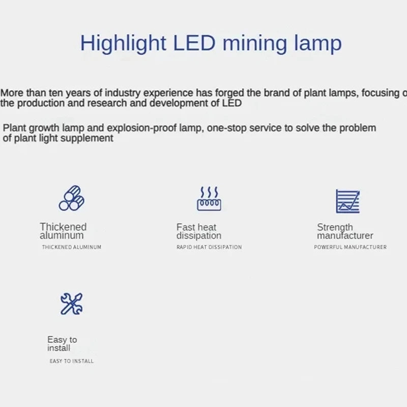 200W 6500K Cool White Light LED Light for Mining Commercial Industry Market Warehouse Garage Industrial Workshop-A50M