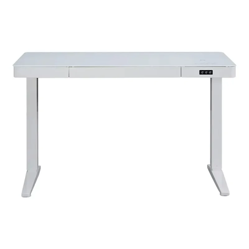 Modern Electric Standing Desk with Tempered Glass Desktop Dual Motor Height Adjustable Ergonomic Home Office Desks with Drawers