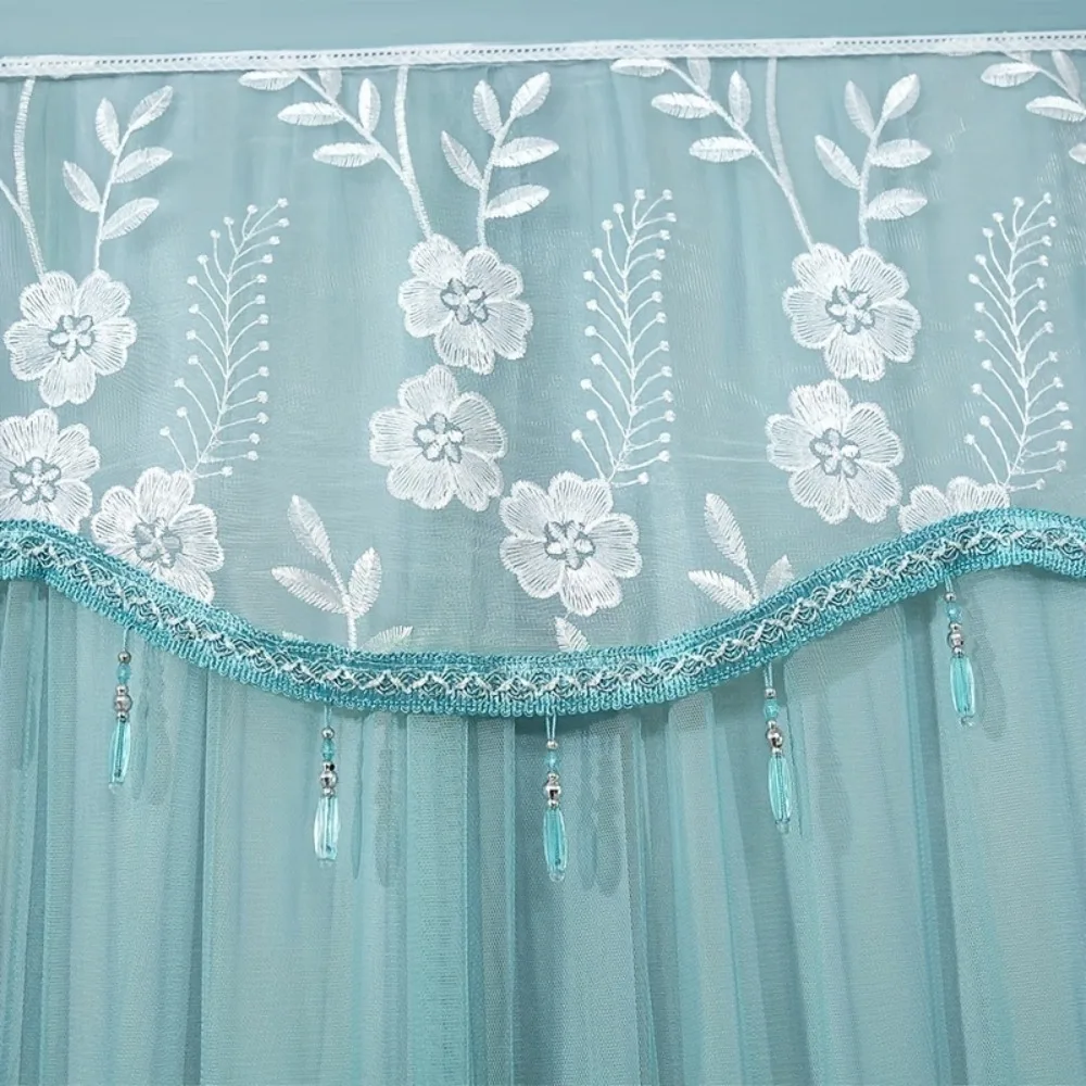 

Двухслойная дверная штора с кружевной вышивкой и подвесками, без сверления, дышащая сетка, для спальни, разделительная, полупрозрачная.