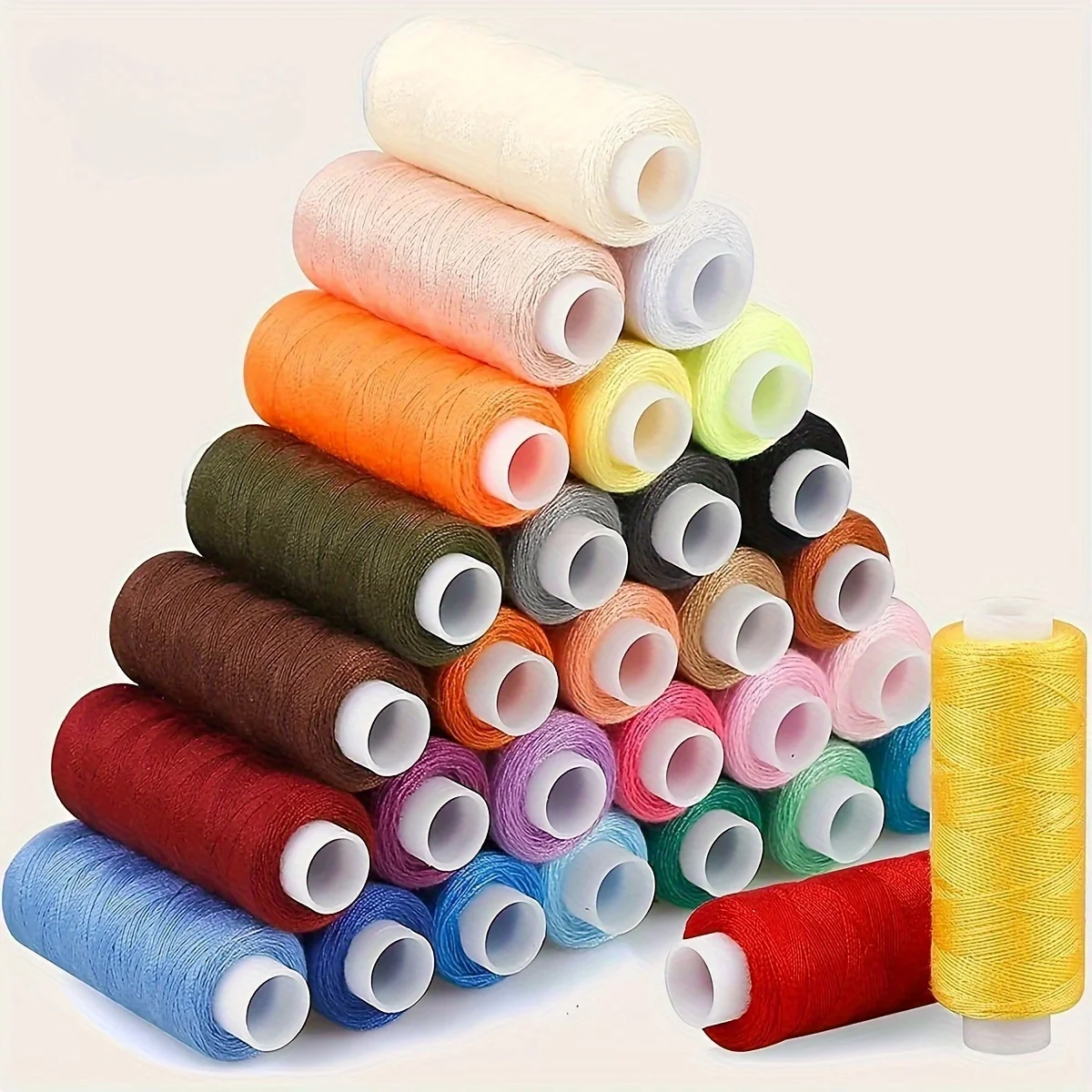 12 Rolls of Vibrant Mixed-Color Polyester Sewing Thread - Durable & Versatile for Beginners and Enthusiasts