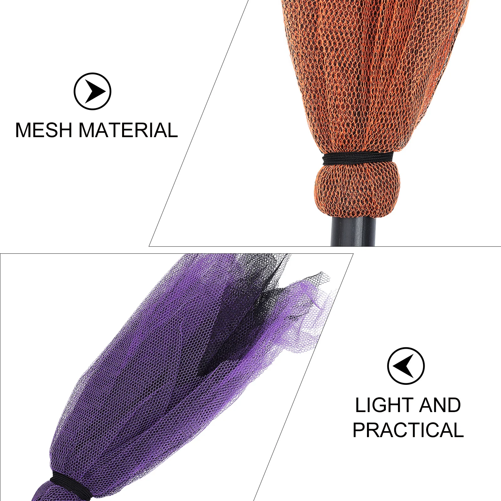 Balai de sorcière d'halloween, 2 pièces, accessoire décoratif en maille plastique pour fête, arrière-plan de scène hantée, cadeau Unique