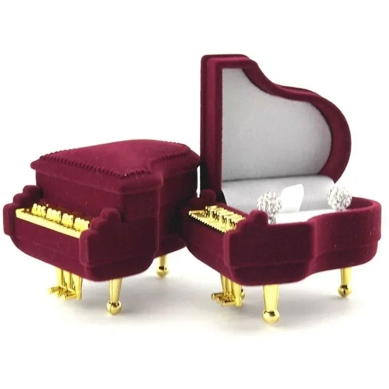 Boîte à matiques en velours en forme de piano, rangement de bijoux, boîte-cadeau, mignon, créatif, mariage, fiançailles, nouveau