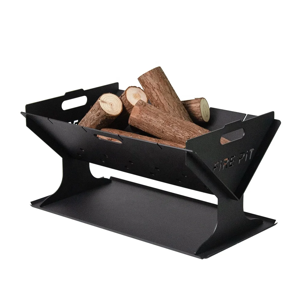 Portable Steel Wood Fire Pit Barbecue Grill with Grill Pan and Camping Stove Charcoal Fuel Lighting & Warmth