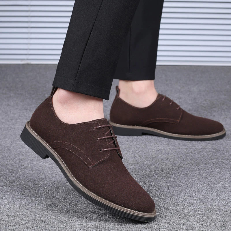

Mens Navy Blue Suede Leather Oxford Shoes Lace Up Low Heel Casual Business Formal Footwear For Office And Daily Wear Simple